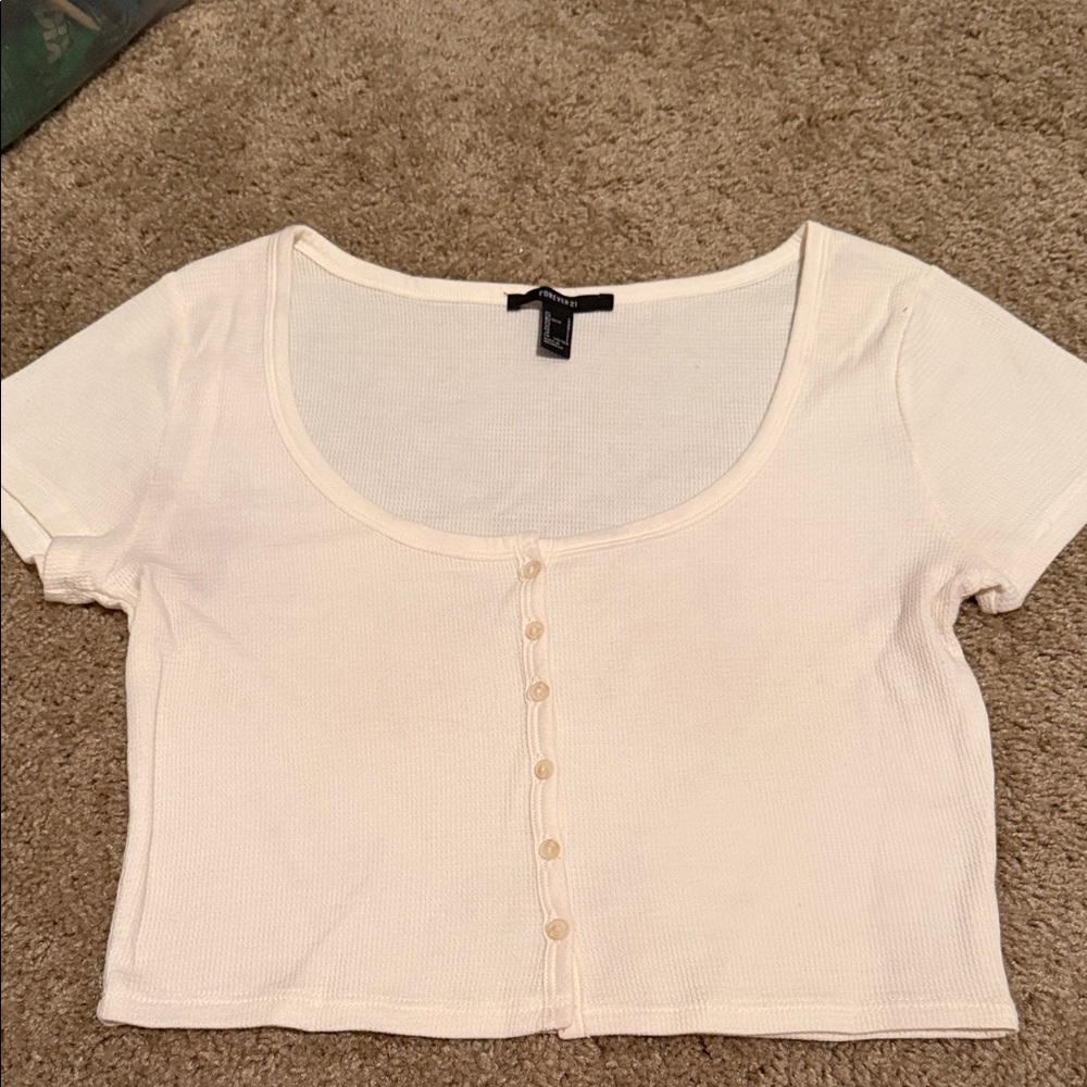 Forever 21 Cream Button-Up Top 🧡